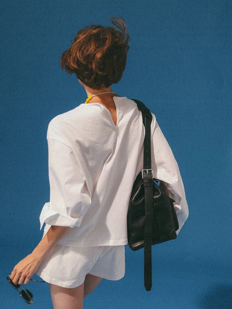 Vintage Classic White Panel Shirt-Sleeve Tee
