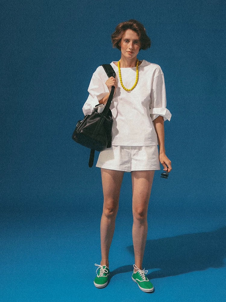 Vintage Classic White Panel Shirt-Sleeve Tee