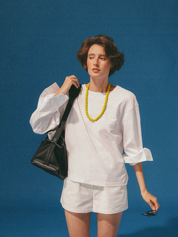 Vintage Classic White Panel Shirt-Sleeve Tee
