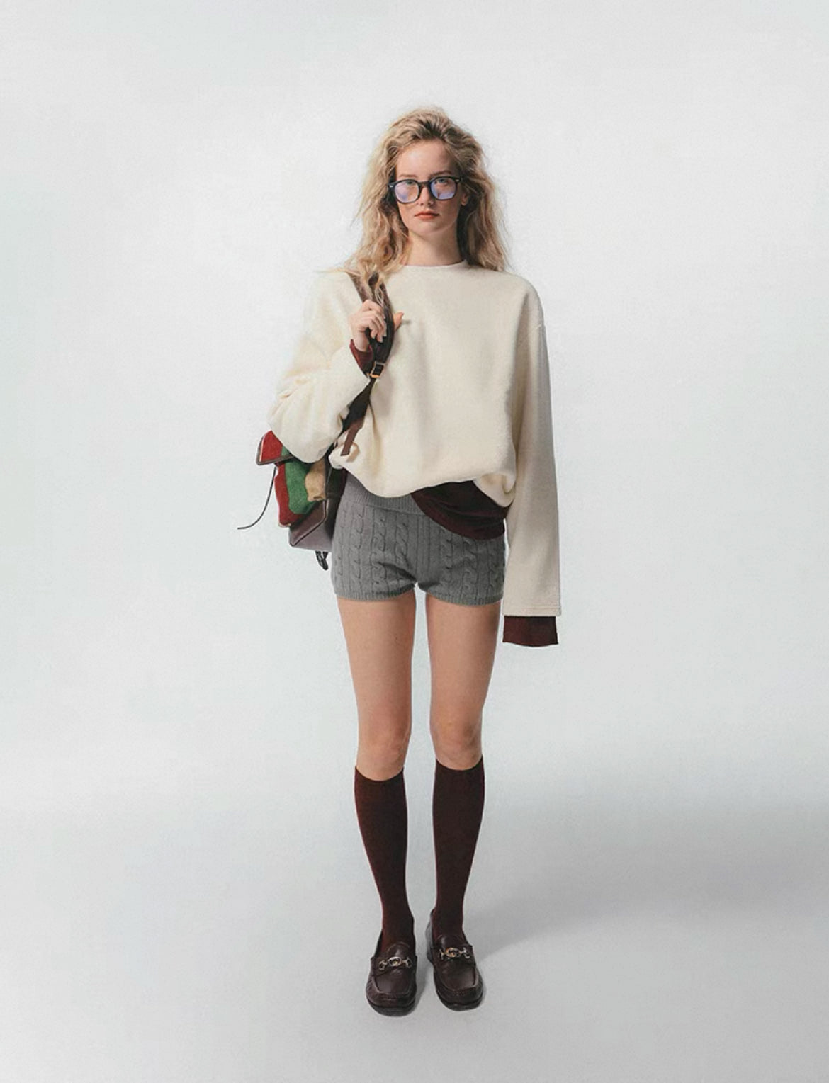 Cream Cloud-Like Fleece Adjustable Hem Sweatshirt