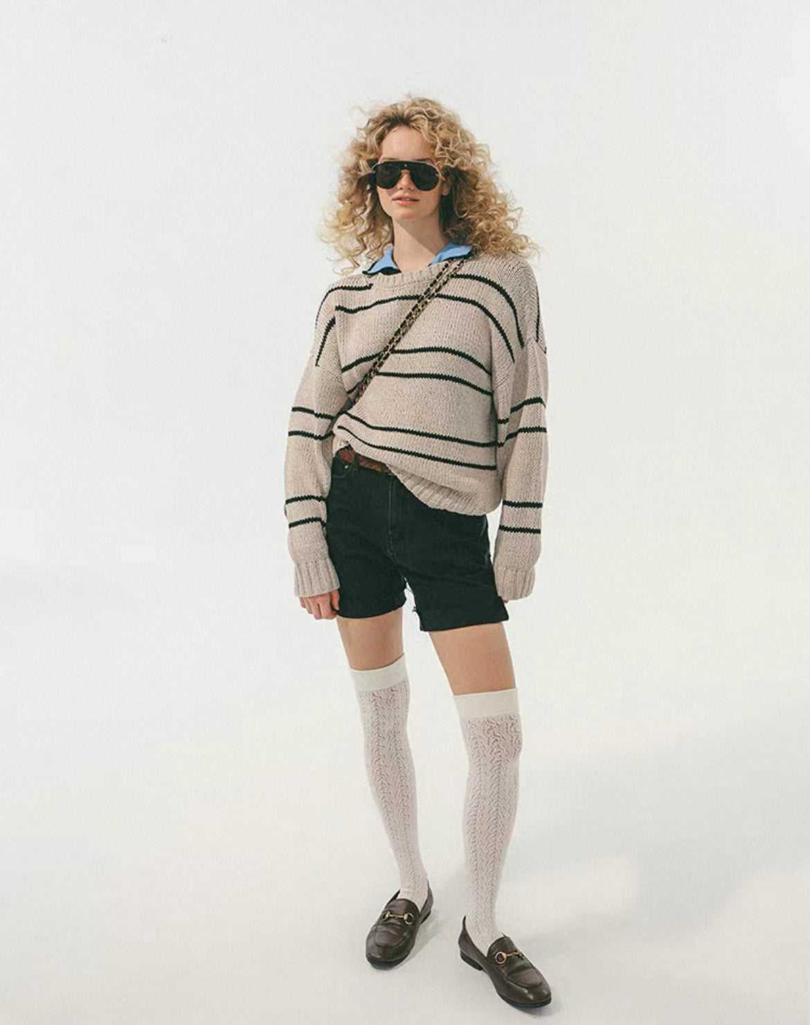 Vintage Striped Crew Neck Knit Sweater