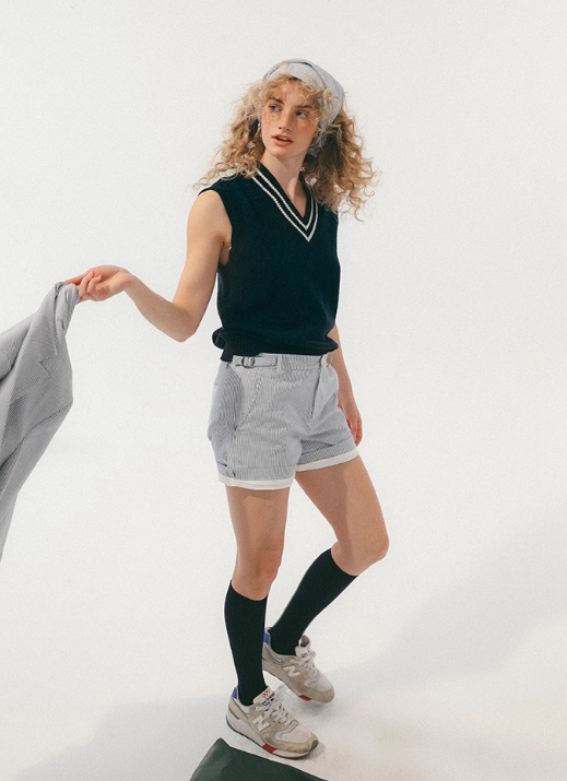 Vintage Deep Navy V-Neck Casual Knit Vest