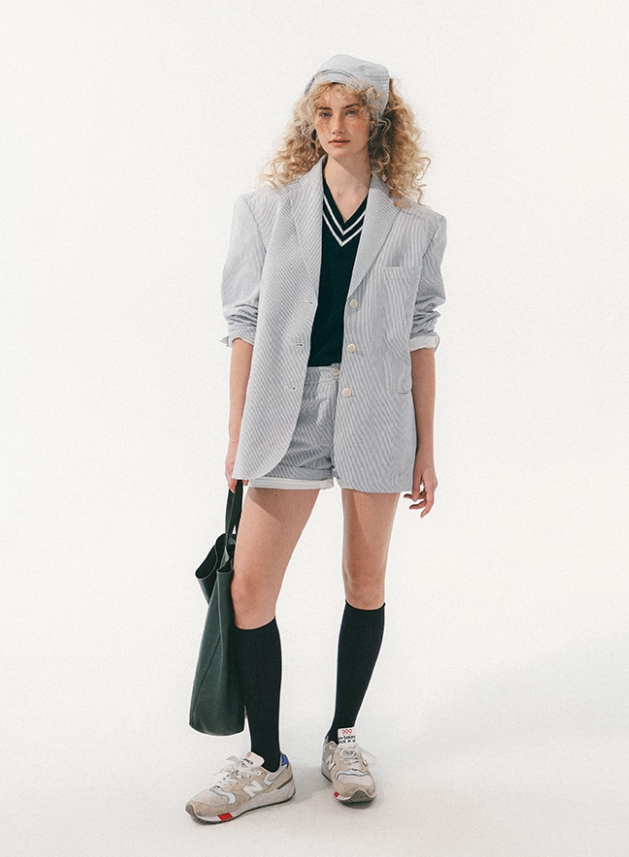 Vintage Oversized Striped Casual Blazer