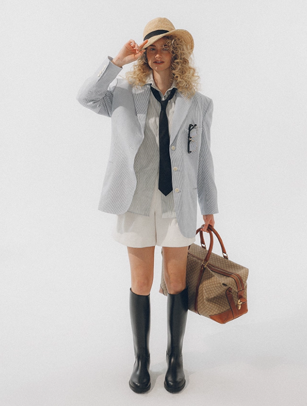 Vintage Oversized Striped Casual Blazer