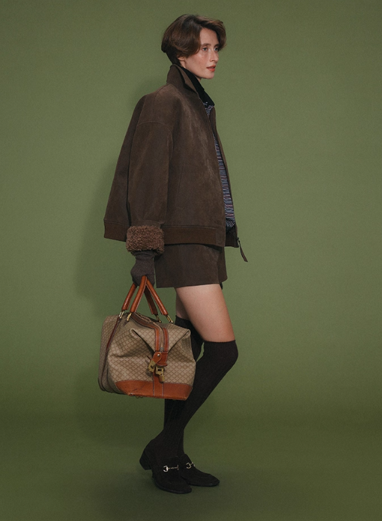 Vintage Heavyweight Chocolate Brown Fleece-Lined PU Jacket