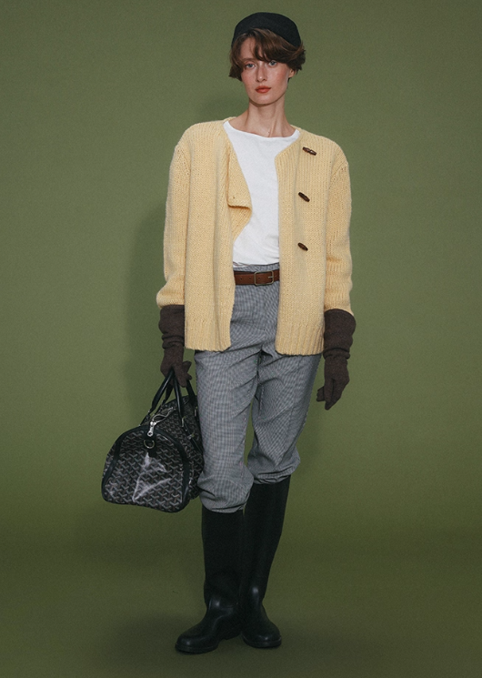 Vintage Cream Yellow Asymmetrical Button Front Heavyweight Knit Cardigan