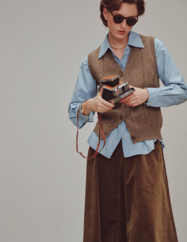 Vintage Camel Retro Knit Vest